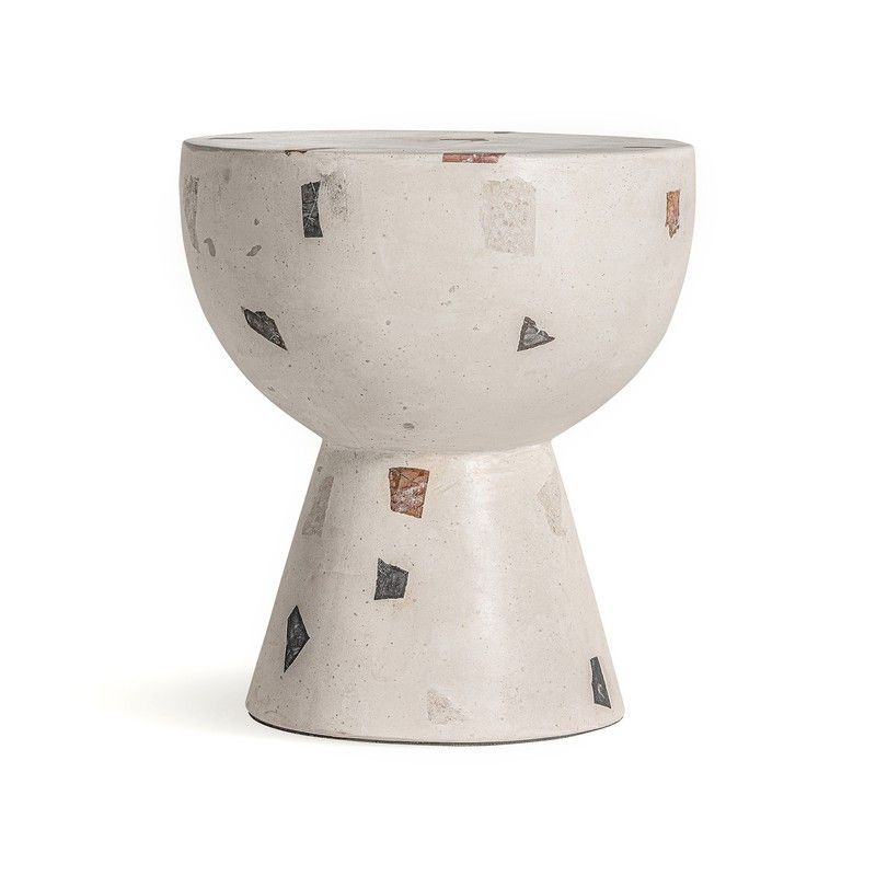 Mesa auxiliar de terrazo en blanco, Ø 41 x 45 cm | Massa