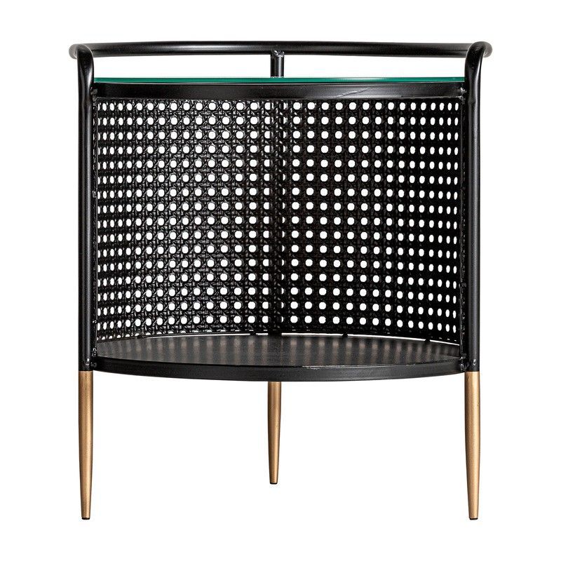Mesa auxiliar Fussen de metal y vidrio en negro/oro, 44 x 44 x 50 cm