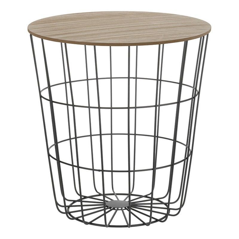 Mesa auxiliar redonda Mesa Madera/Acero Ø 39Xh41 Cm