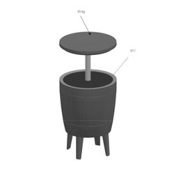 Mesa auxiliar y nevera de resina gris, Ø 48,5 x 57 cm