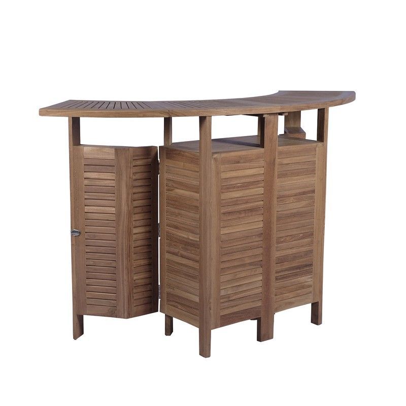 Mesa bar de jardín plegable de madera de teca en natural, 178 x 50 x 110 cm | Candon