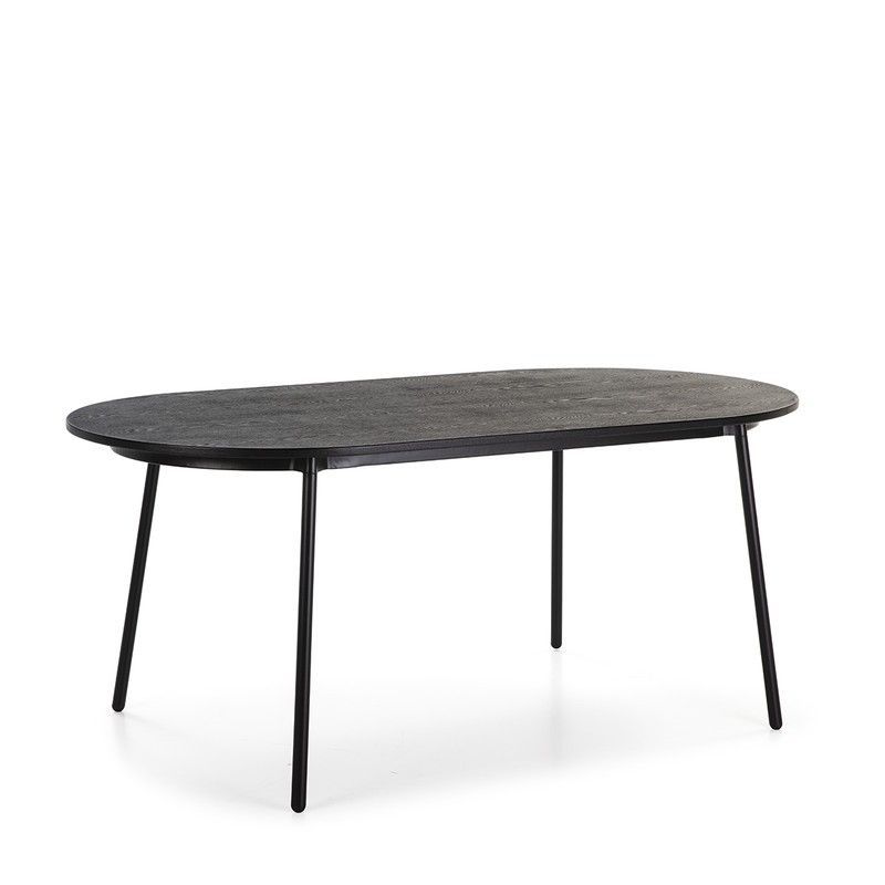 Mesa Comedor de Madera/Metal Negro, 180x90x76 cm