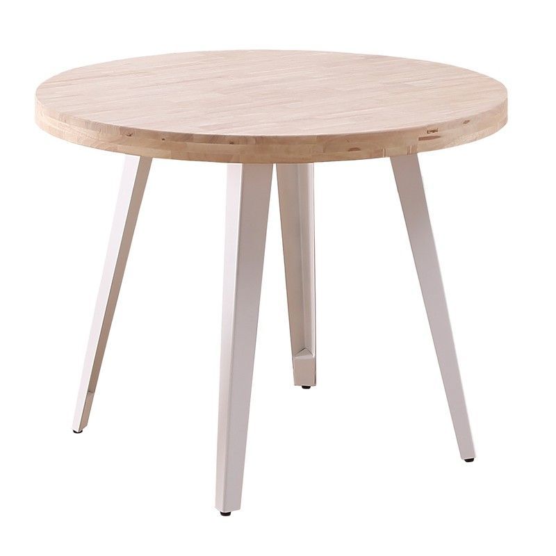 Mesa comedor de madera y metal natural/blanca, Ø 100 x 76 cm | Berg