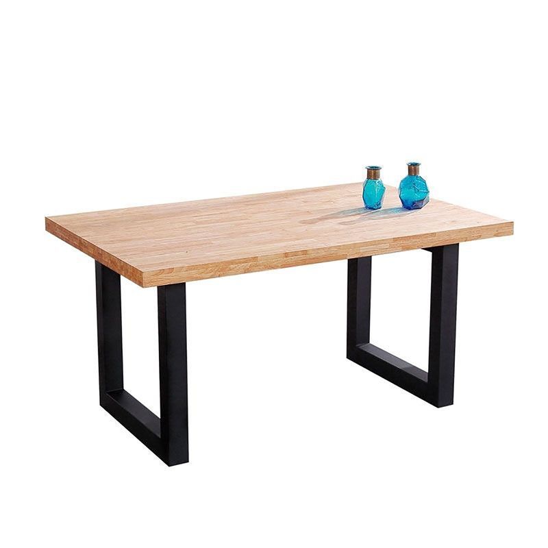 Mesa comedor de robley metal en natural claro y negro, 160 x 100 x 75 cm | Loft