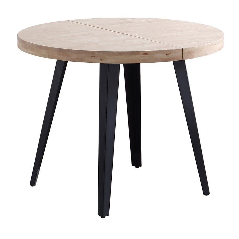 Mesa comedor extensible de madera y metal natural/negra, 100-140/180 x 100 x 76 cm | Berg