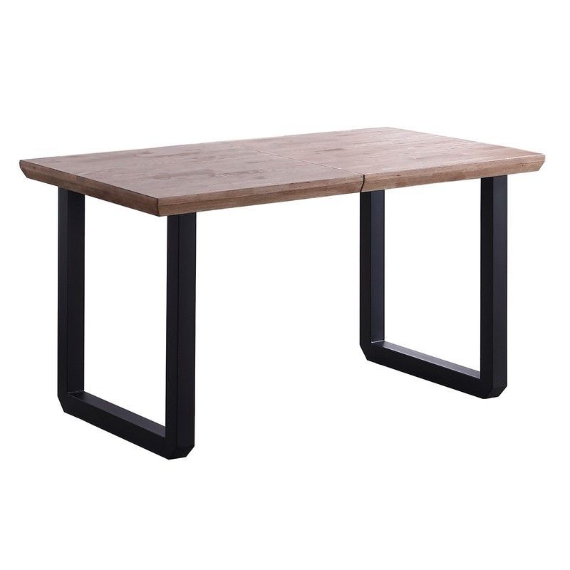 Mesa comedor extensible de roble y metal en natural y negro, 140-180/220 x 80 x 77 cm | Roma