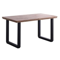 Mesa comedor extensible de roble y metal en natural y negro, 140-180/220 x 80 x 77 cm | Roma