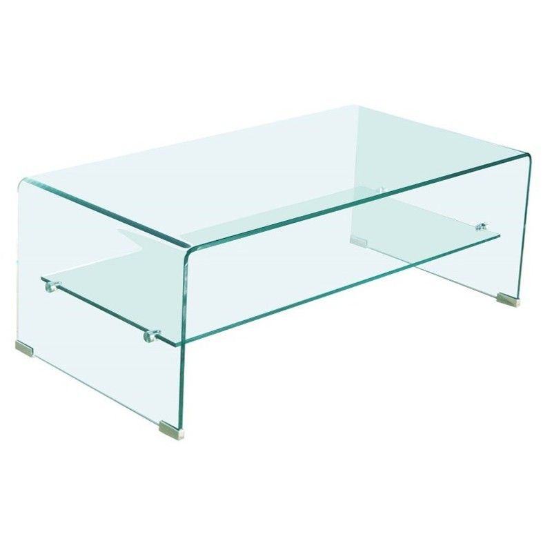 Mesa de Centro Cristal 110x55x34 cm con Balda