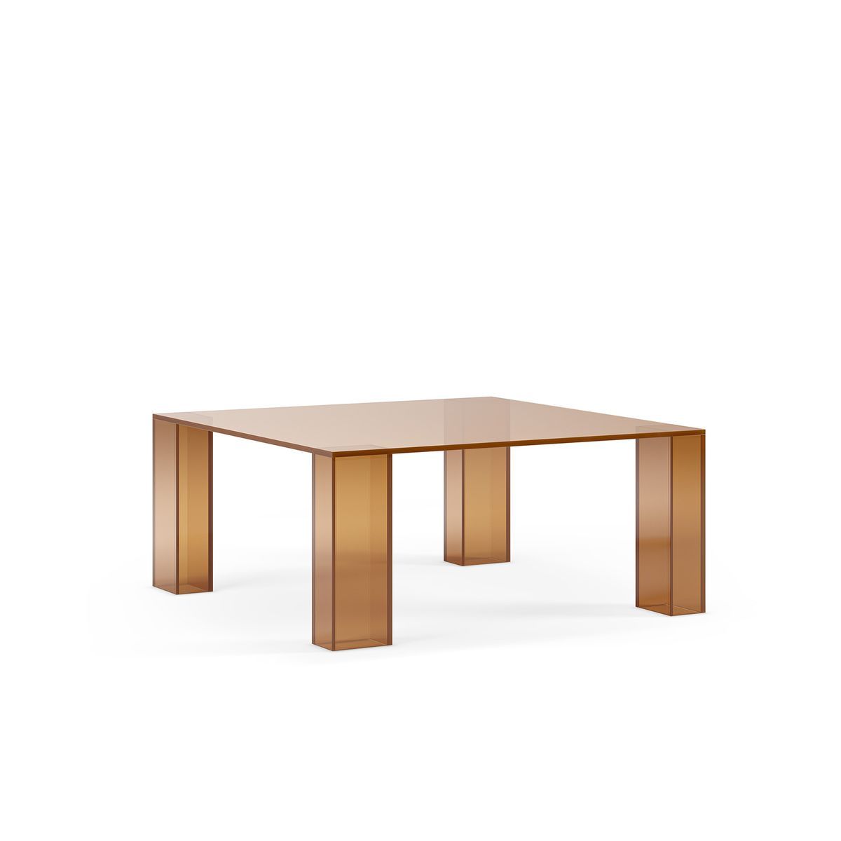 Mesa de centro cuadrada de cristal templado en marrón, 80 x 80 x 35 cm | Verena