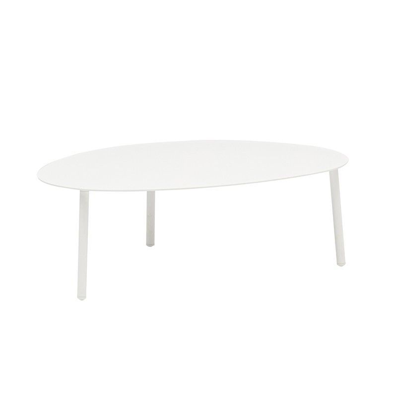 Mesa de centro de exterior aluminio en blanco, 100 x 70 x 34 cm | Walga
