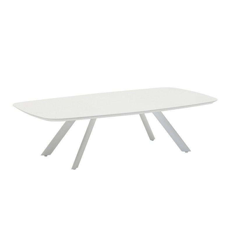 Mesa de centro de exterior aluminio en blanco, 140 x 74 x 38 cm | Anmore