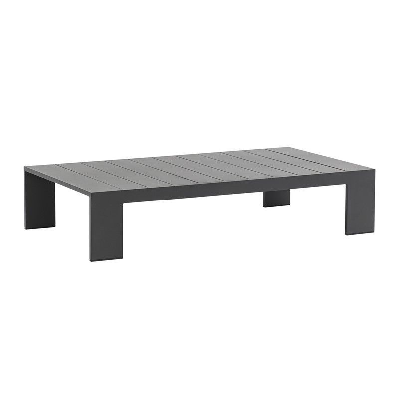 Mesa de centro de exterior de aluminio en antracita, 143 x 80 x 30 cm | Ione