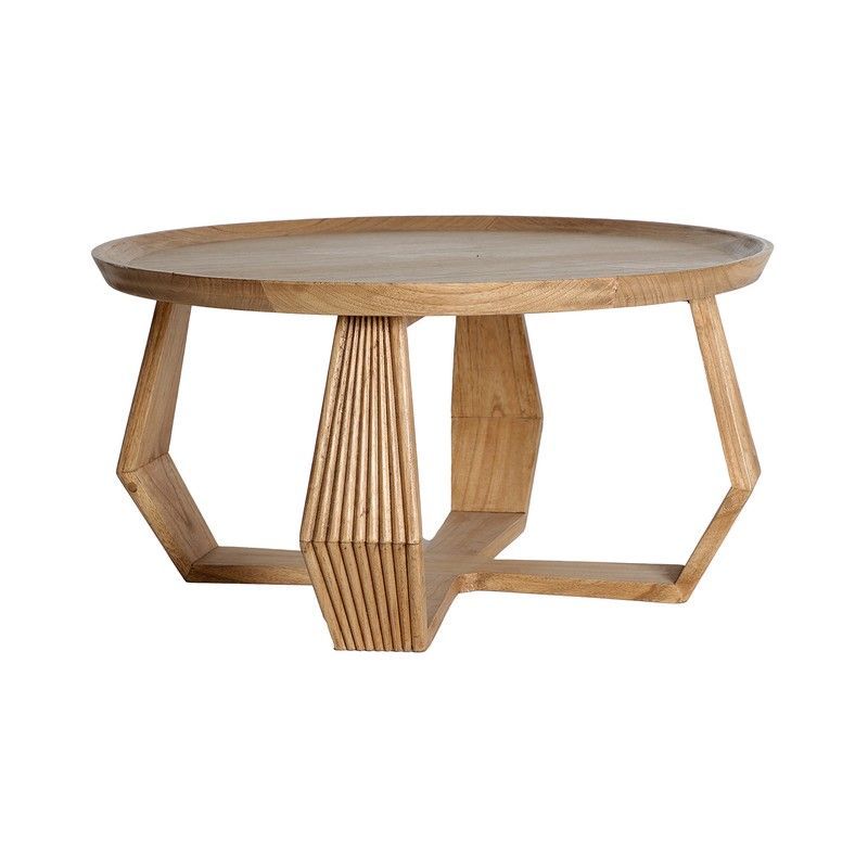 Mesa de centro de madera de mindi en natural, 77 x 77 x 40 cm | Bushey