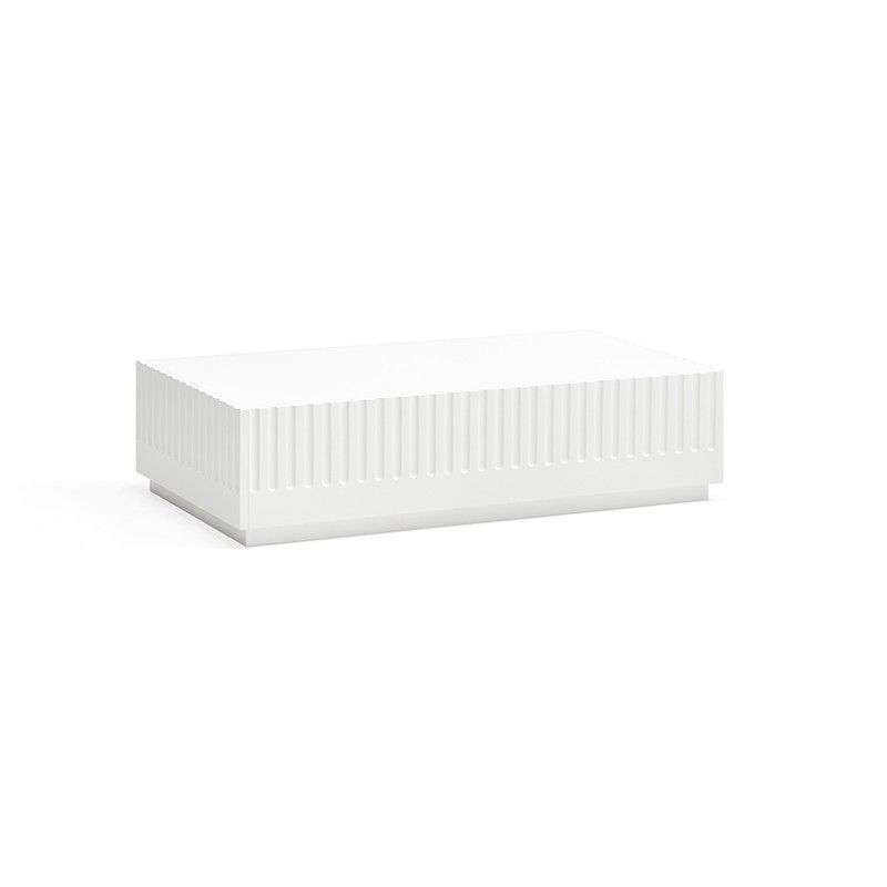 Mesa de centro de madera en blanco y crema, 110 x 60 x 28 cm | Doric