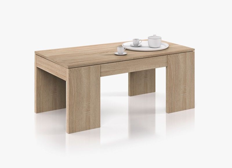 Mesa de centro elevable color roble, 100 x 50 x 43/54 cm