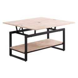Mesa de centro elevable de roble y metal en natural claro y negro, 100 x 45/90 x 47/62 cm | Steve