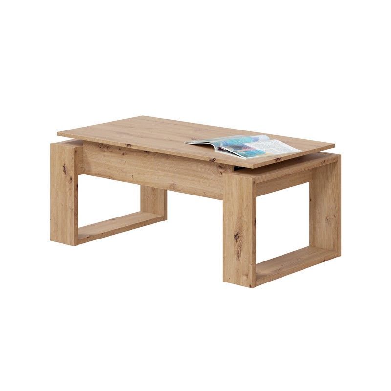 Mesa de centro elevable urban de madera natural, 105x55x45 cm | URBAN