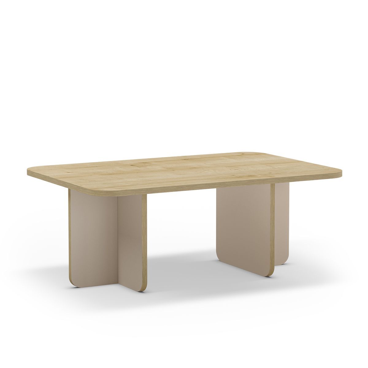 Mesa de centro rectangular de madera en color roble y crema, 100 x 60 x 42 cm | Hillary