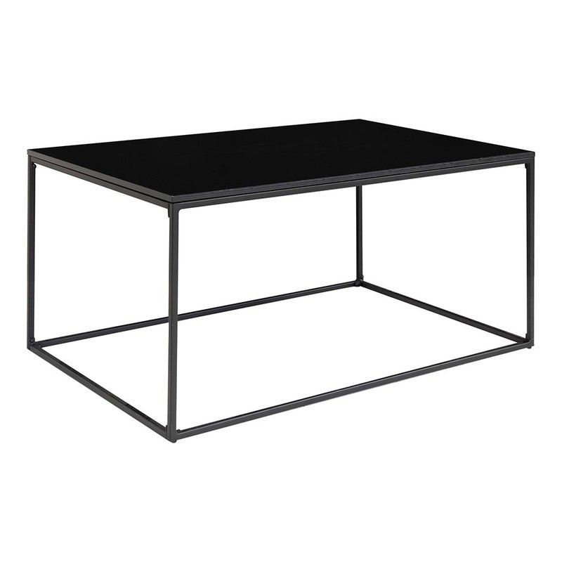 Mesa de centro rectangular de madera y acero en negro, 60 x 90 x 45 cm | Vita