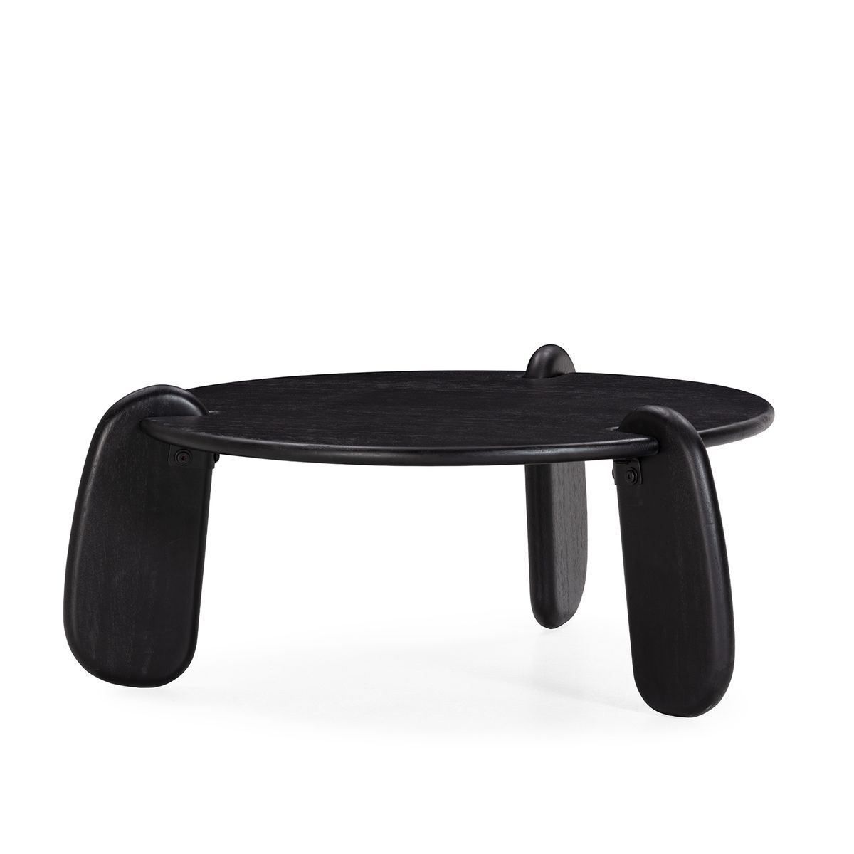 Mesa de centro redonda de madera de mango en negro, 80 x 80 x 38 cm | Tamira