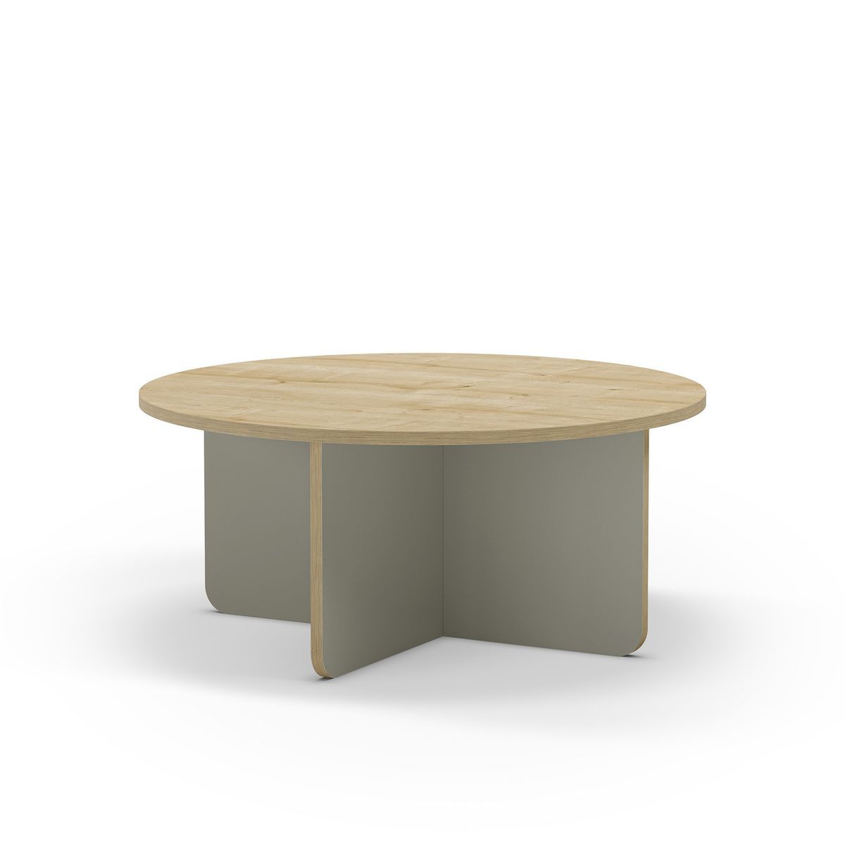 Mesa de centro redonda de madera en verde y roble, 80 x 80 x 38 cm | Hillary