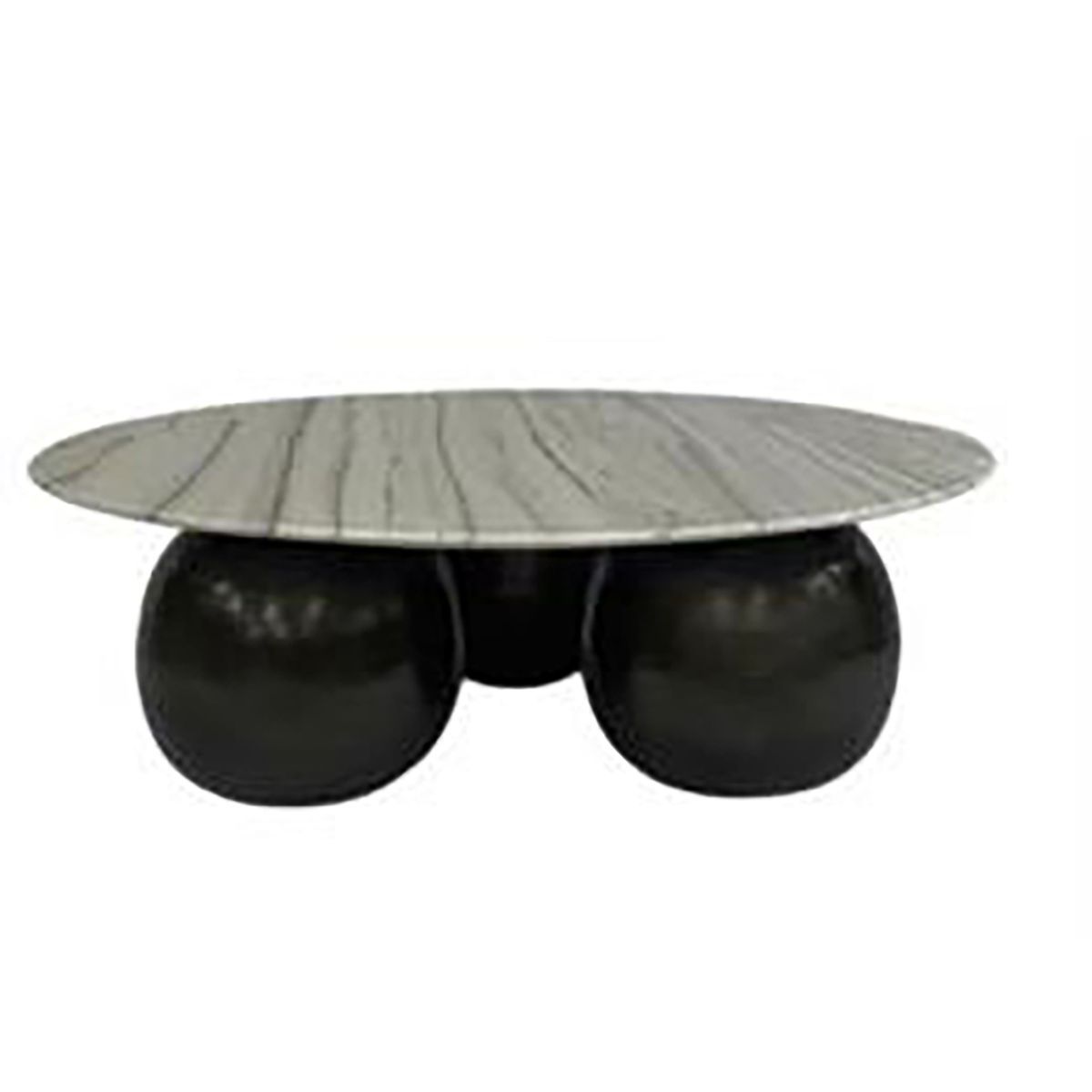 Mesa de centro redonda de mármol y metal en blanco y negro, 120 x 120 x 40 cm | Tanya