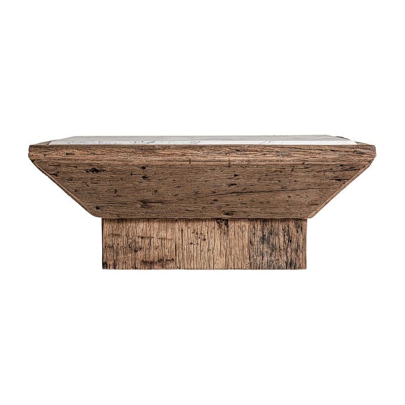 Mesa De Centro Samsun de madera de pino reciclado en natural/blanco, 100 x 100 x 41 cm