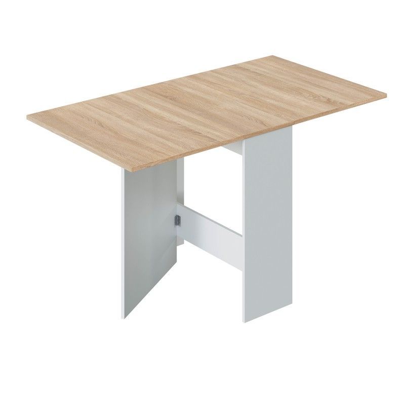 Mesa de comedor abatible de madera natural/blanco, 140x77x78 cm | FLY