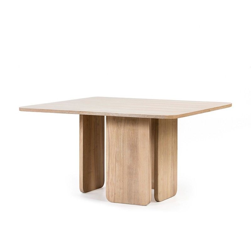 Mesa de comedor cuadrada de madera en color natural claro, 137 x 137 x 75 cm | Arq