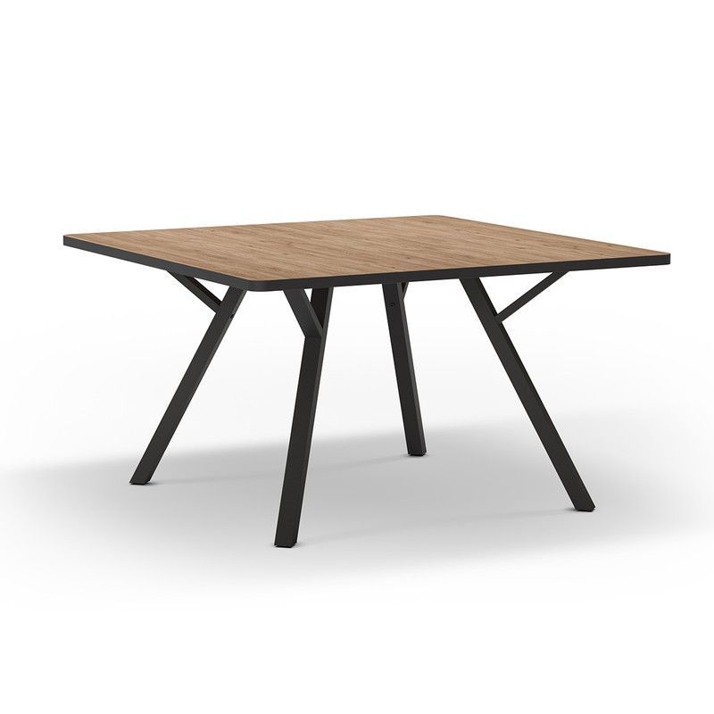 Mesa de comedor cuadrada de madera en natural y negro, 136 x 136 x 77 cm | Beni
