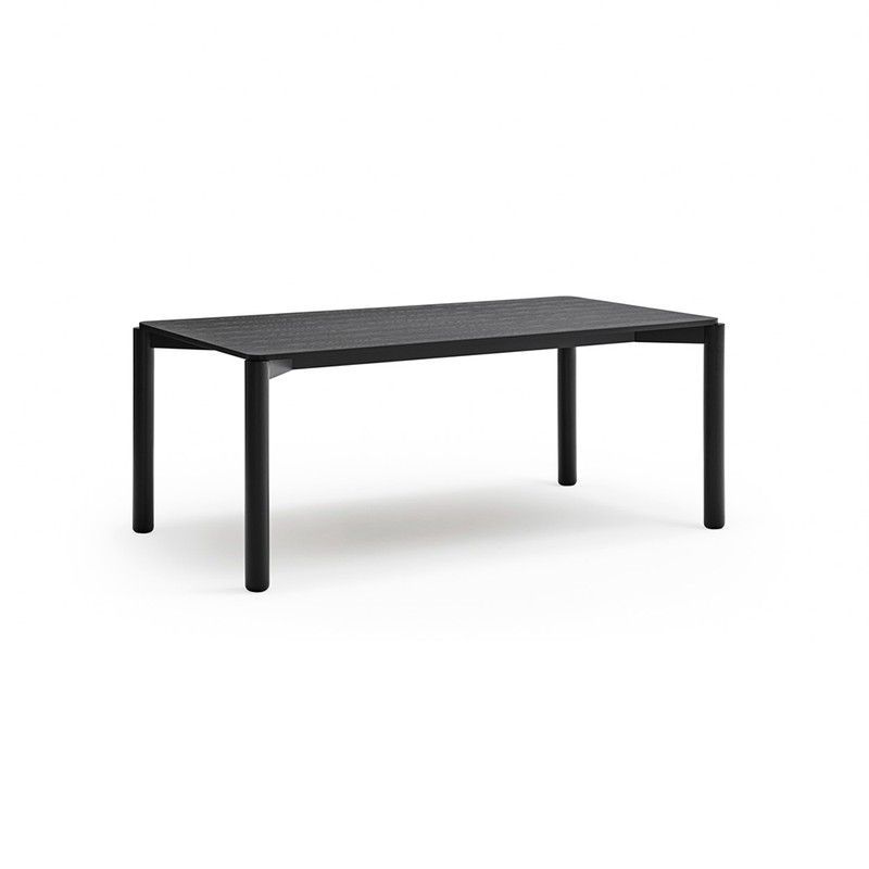 Mesa de comedor de madera en negro, 180 x 100 x 75 cm | Atlas