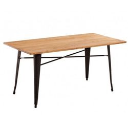 Mesa de Comedor de Madera Maciza de Olmo y Acero Negro 120x80x76 cm