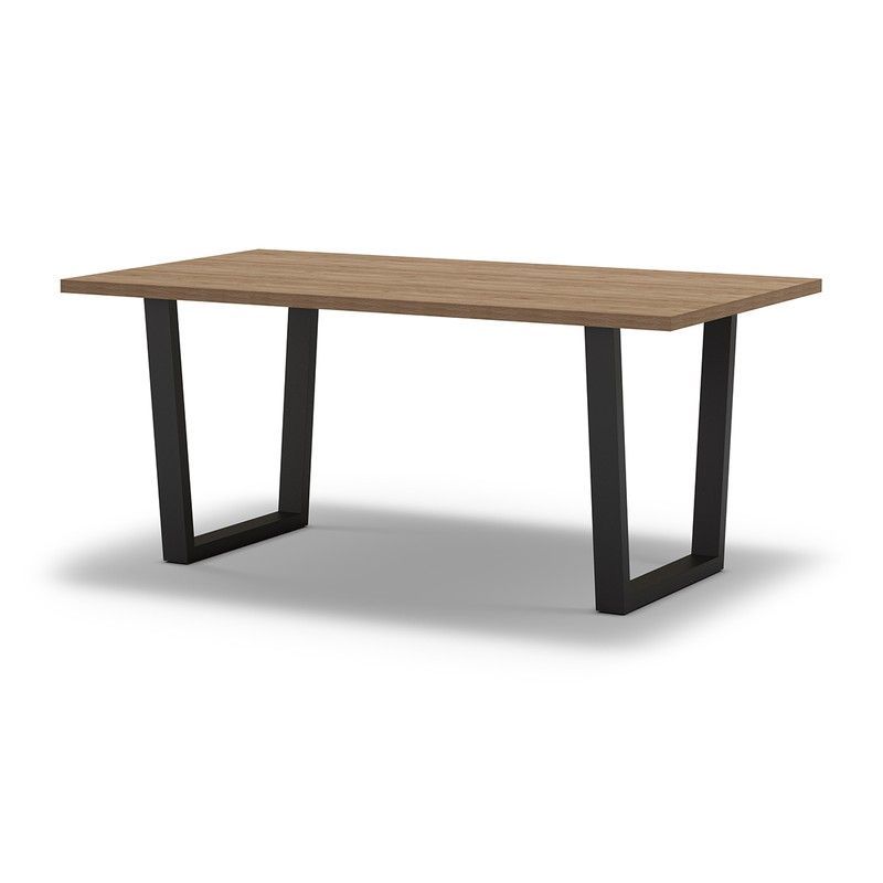 Mesa de comedor de madera y metal en natural y negro, 180 x 100 x 75 cm | Francesca