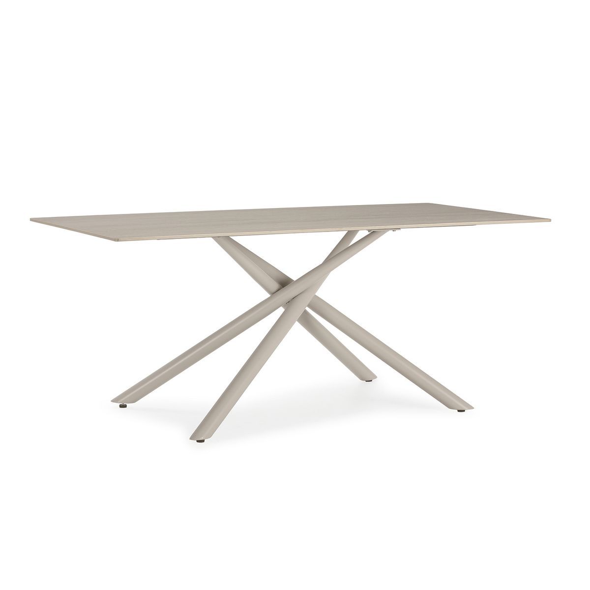 Mesa de comedor de piedra y metal en crema, 180 x 90 x 76 cm | Tori
