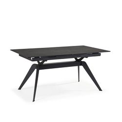 Mesa de comedor extensible de cerámica y metal en negro, 160/220 x 90 x 76 cm | Lula