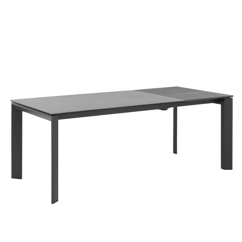 Mesa de comedor extensible de cristal efecto mármol gris/antracita, 160/240 x 90 x 76 cm