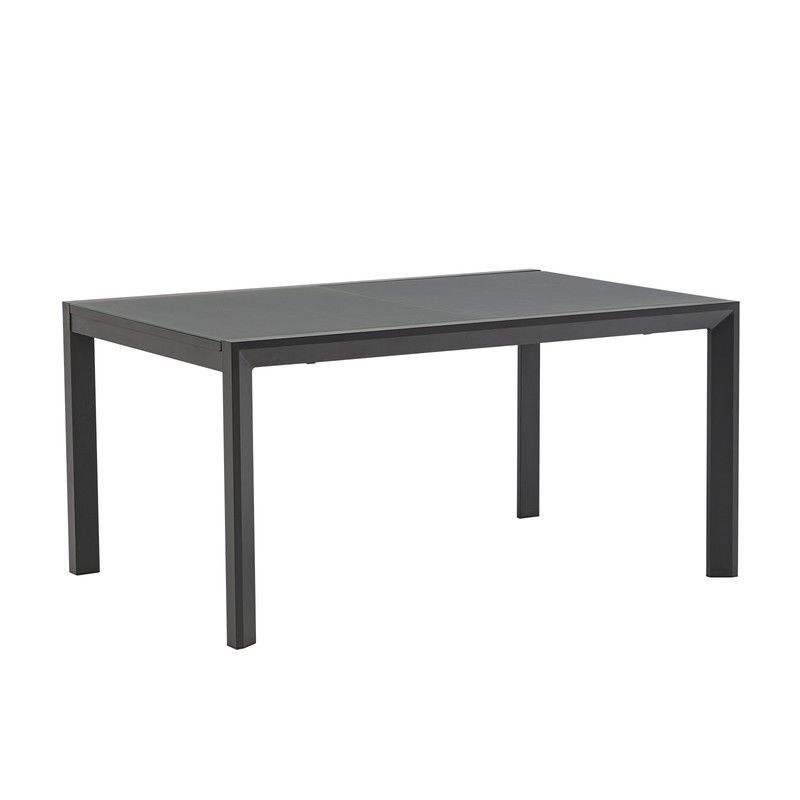 Mesa de comedor extensible de exterior de aluminio y cristal en antracita, 150-225 x 100 x 75 cm | Orick