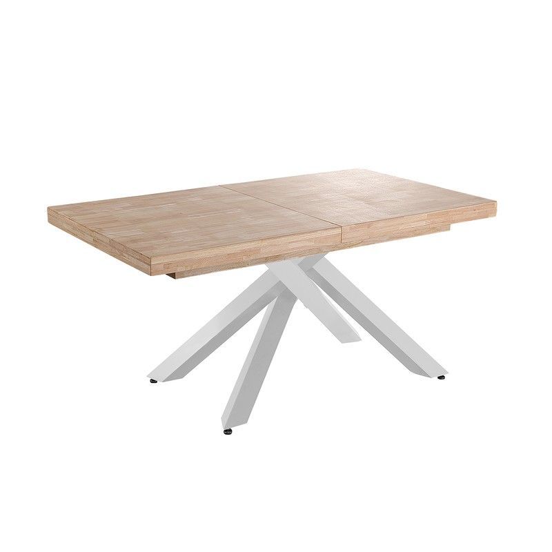 Mesa de comedor extensible de madera y metal en roble nordish y blanco, 160-200-240 x 90 x 76 cm | Xena