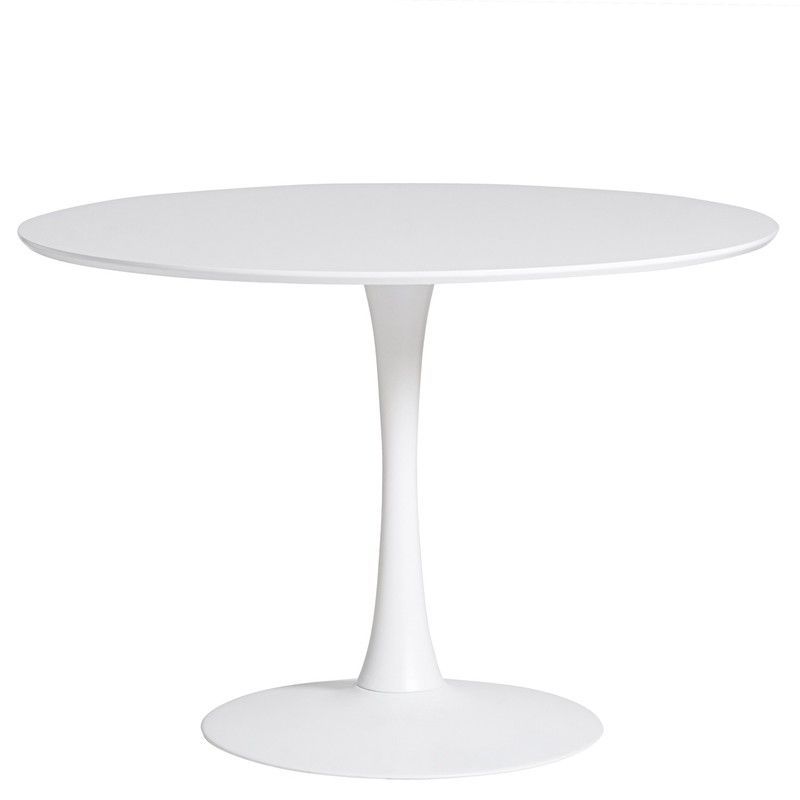 Mesa de Comedor Redonda de DM y Metal 110x110x75 cm Blanca