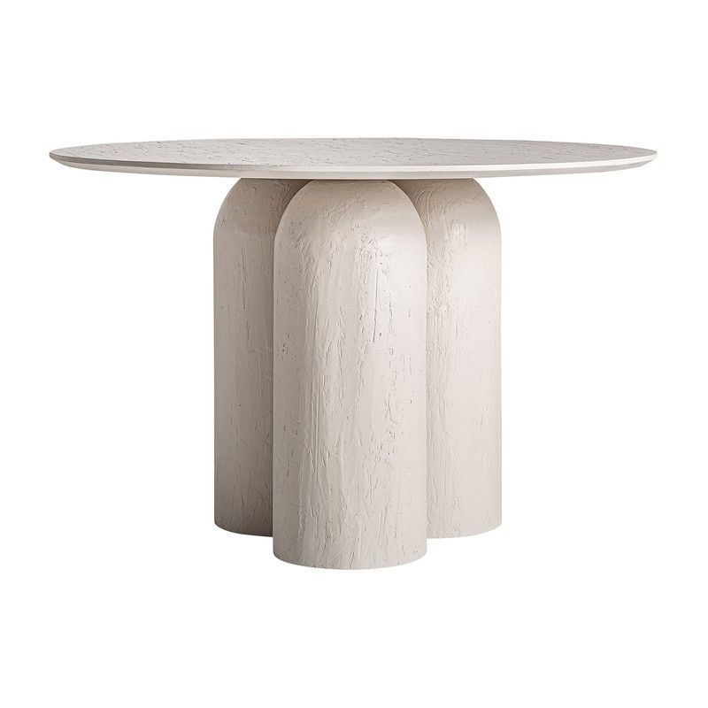 Mesa de comedor redonda de madera de mango en blanco roto, 120 x 120 x 76 cm | Inha