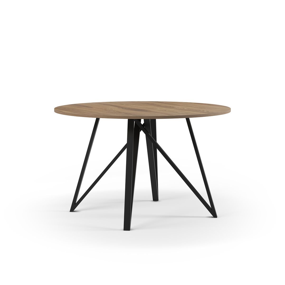 Mesa de comedor redonda de madera y metal en color roble, 130 x 130 x 75 cm | Salma