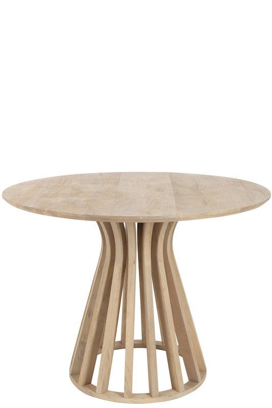 Mesa de Comedor Redonda ELI de Madera de Mango Natural, Ø110x76 cm
