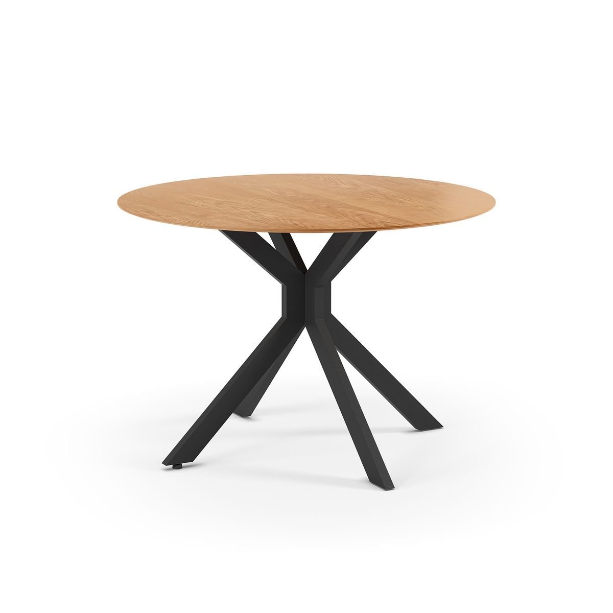 Mesa de comedor redonda plegable de madera y metal en color roble, 110 x 110 x 75 cm | Avia