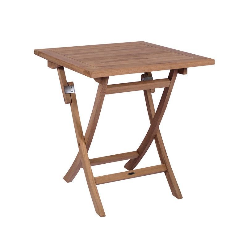 Mesa de jardín plegable de madera de teca en miel, 70 x 70 x 76,2 cm | Naga