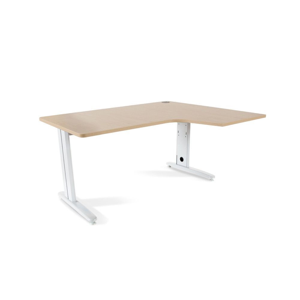 Mesa Metal Ajustable L Derecha 160 x 120 Blanco/Haya