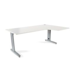 Mesa Metal Ajustable L Derecha 180 x 120 Aluminio/Blanco