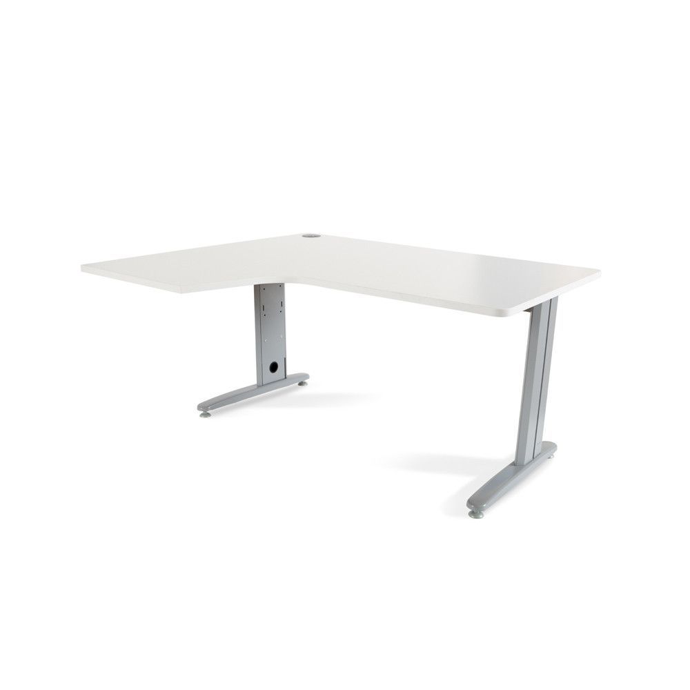 Mesa Metal Ajustable L Izquierda 160 x 120 Aluminio/Blanco