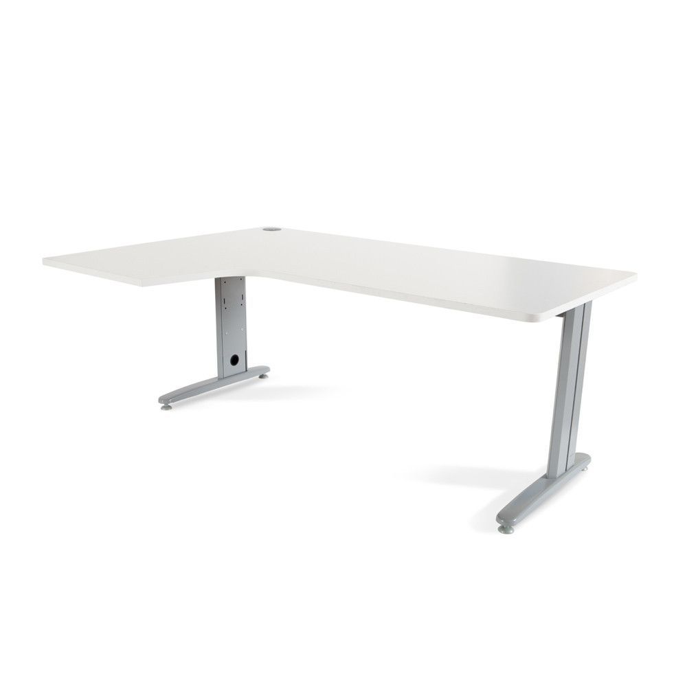 Mesa Metal Ajustable L Izquierda 180 x 120 Aluminio/Blanco