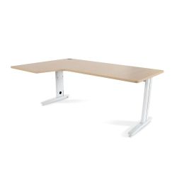 Mesa Metal Ajustable L Izquierda 180 x 120 Blanco/Haya