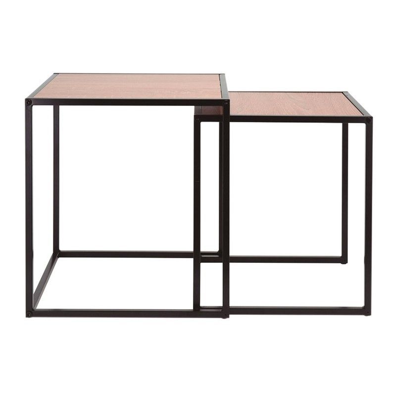 Mesas Nido 2 Unds. Cuadradas Madera Nat.